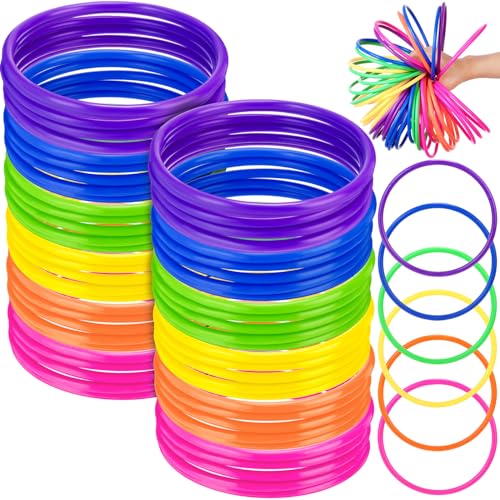 Foilswirl 48 Pcs Multicolor Plastic Rings for Ring Toss Game Carnival Outdoor Game for Kids Activity Games Speed Agility Practice Carnival Party - size: 4.7 Inch