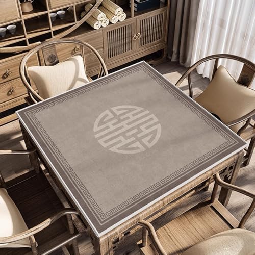 Square Mahjong Mat with Black Carrying Bag, Thick Anti Slip Tablecloth, Table Pad for Mahjong Poker and Tile Game(Light Gray,70CM/27.5") - color: Light Gray, size: 70CM/27.5"