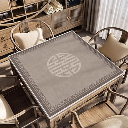 Square Mahjong Mat with Black Carrying Bag, Thick Anti Slip Tablecloth, Table Pad for Mahjong Poker and Tile Game(Light Gray,95cm/37.4") - color: Light Gray, size: 95cm/37.4"