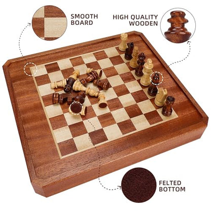 Offelec 2 in 1 Magnetic Chess Set & 72 Marbles Chinese Checkers Board Game Set, 12" Wooden Board Game with Storage Drawer, Portable Travel Board Games for Adults, Kids and Beginners - color: 2 in 1 Magnetic Chess & Chinese Checkers