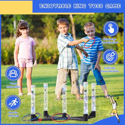 YEEA LED Ring Toss Game for Kids, Adults | Glow in The Dark LED Outdoor Yard Games | Perfect for Camping, Beach, and Backyard Family Gatherings