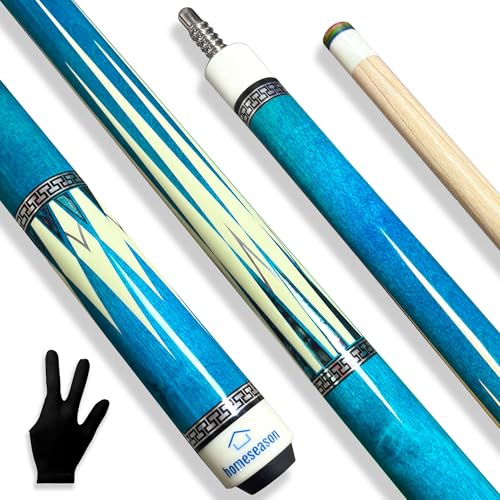 HomeSeason Pool Cue Stick 58inch 18oz-21oz 12.5mm Tip Professional Billiard Canadian Maple Wood 2-Piece Combination Cues Sticks - color: 19oz