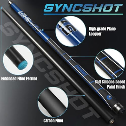 Carbon Fiber Pool Cue Stick 58" Professional Pool Sticks for Adults Full Carbon Technology Tacos De Billiar Low Deflection Billiard Pool Table Cues 3 Colors Available - color: Blue-H1