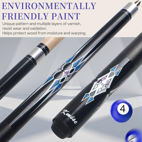 Kmise Pool Stick Set - 58" Pool Cue Stick, Canadian Maple Professional Billiards Pool Cue, Pool Sticks for Adults, 18 20oz Green, Black, Pool Stick for Bar House Pool Table Sports