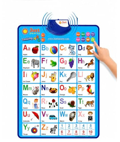 Just Smarty Interactive Alphabet Wall Chart, Blue | ABCs & 123s Learning for Toddlers 1-5, Educational Gift for Ages 1-5, Speech Therapy, Autism Toys - style: ABCs and 123s - Blue