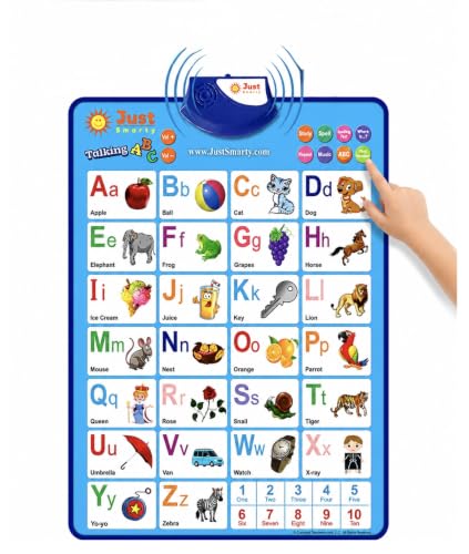 Just Smarty Interactive Alphabet Wall Chart, Blue | ABCs & 123s Learning for Toddlers 1-5, Educational Gift for Ages 1-5, Speech Therapy, Autism Toys - style: ABCs and 123s - Blue