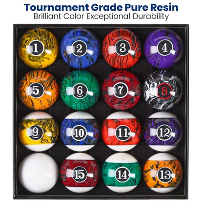 Pool Balls Billiard Set – 2-1/4" Regulation Size, 6 oz Professional Weight, AAA Grade Pure Resin, Pool Table Balls for Tournament, Bar, Game Room & Gifts - style: Black Marble Swirl