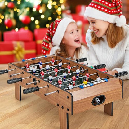 Giantex Foosball Table, 27in Mini Football Table Game w/ 2 Footballs,Score Keepers, Wood Soccer Table Top for Kids, Family Night, Parties, Game Rooms