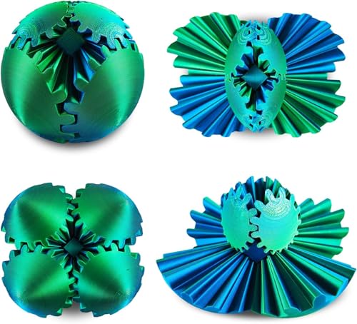 Gear Sphere, 3D Printed Gearsphere - The Steampunk Whirling Wonder Fidget Gear Ball, Gearsphere Cube Fidget Toy for Office and Home, Stress Relief Cool Stuff Toys Gift for 3+ Kids Adult (Green) - color: Green