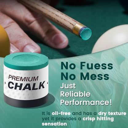 SOLROS Billiards Cue Chalk - High Performance Pure Round Pro Chalk | Color：Blue，3PCS，Low Dust & Long Lasting，Ready to Usez，Smooth Control，for Any Venue - color: Cyan