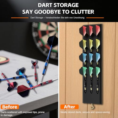 Darts Caddy Wall Mounted Dart Holder Wooden Storage Rack for Home Bars Offices Game Rooms Recreation Areas Tournament Organization 15.75 Inch Stylish Durable Accessory
