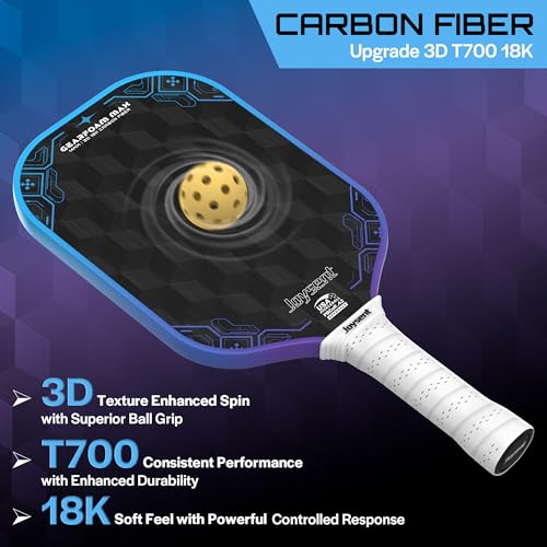 3D-T700-18K Carbon Fiber Pickleball Paddle with 14mm Foam Core, USAPA Approved Premium Pickle Ball Racket Set with Enhanced Spin, Balance Control & Power, Gearfoam Max - color: Blue-Purple