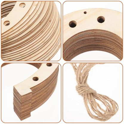 24pcs Unfinished Wooden Horseshoe for Crafts: 6X7 Inch Blank Graffiti Horseshoe Cutouts Scratch for Crafts Shaped Wood Slices for Christmas DIY Western Celebration Home Decoration
