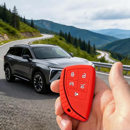 Silicone Key Fob Cover 2 Pack, Key Protector - 360° Key Protection Case for Chevrolet 2020-2026 Trailblazer/Equinox/Malibu, Anti-Scratch Silicone Key Cover (Black/Red) - color: Black/Red