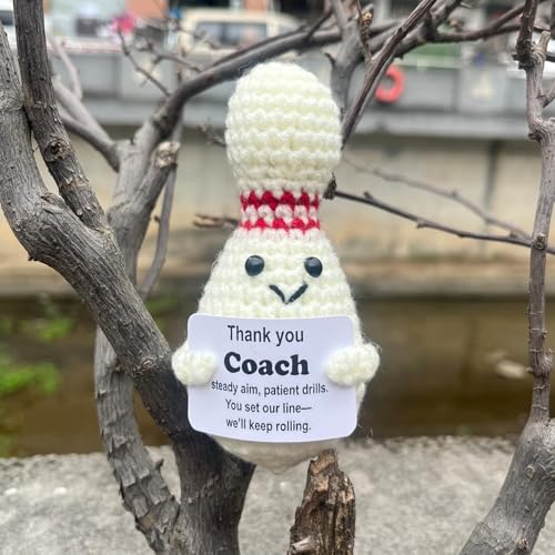 Bowling Accessories Crochet Gifts, Emotional Support Bowling Pin Office Desk Decor Decorations for Women Men (Thank You Coach) - style: Thank You Coach