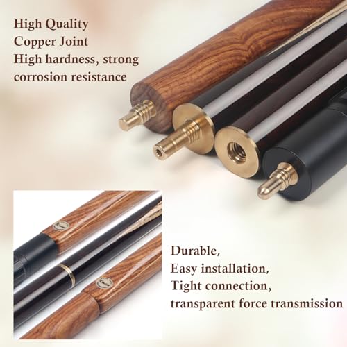 Kmise 3/4 Split Snooker Pool Cue, Handcraft, 4-Face Spliced Professional Snooker Pool Stick, Pool Sticks for Adults, with 2 Extension Cues, Complete Cue Set（18oz）