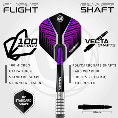 Winmau Darts Callisto Series 90% Professional Tungsten Soft Tip Darts Set with Dart Flights and Dart Shafts (Stems) - Available in 18g Weight and Three Styles - size: 18G, style: Kairos 2
