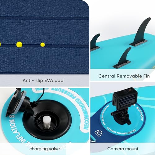 Inflatable Paddle Board,Stand Up Paddle Board Set, Extra Wide SUP Board with Removable Fin, Floating Paddle, Hand Pump, Waterproof Phone Pouch,Traveling Board - color: RY green