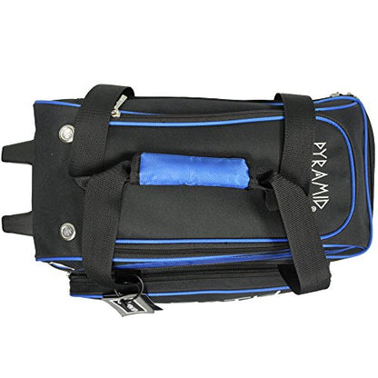 Pyramid Path Premium Deluxe 2 Ball Double Roller Bowling Bag With Large Separate Shoe Compartment (Up To US Mens Size 15) and Oversized Accessory Pocket, Retractable Locking Handle - Extends to 37" - color: Royal Blue