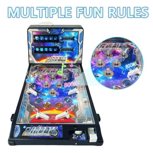 Pinball Machine Table Top Electronic Arcade Game with Lights and Sound Effects, Retro Fun Ball Shooting Machine for Kids Ages 6 to 12 Years