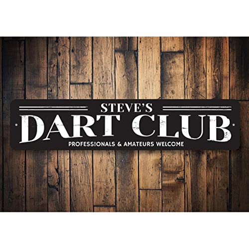 Dart Club Sign, Gamer Name Man Cave Sign, Professionals & Amateurs Welcome Game Room Aluminum Decor - 3" x 13" - size: 0) 3 x 13 Inches