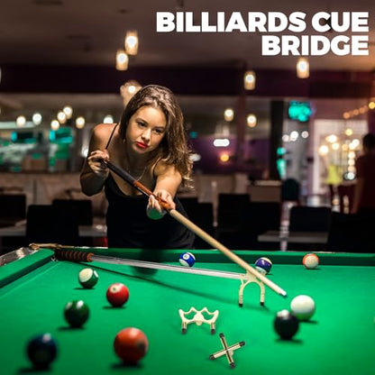 Pool Bridge Stick, Professional Retractable Pool Cue Bridge with Removable Brass Bridge Head, Free Adjustment for Multi-Angle Shots, Easy to Use and Storage, Essential Pool Table Accessories - style: Low+Cross+ High Bridge Head