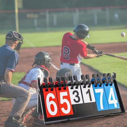 Flip Scoreboard 6-Digit Portable Score Keeper Flipper - Double-Sided Large Numbers, Waterproof Tabletop for Basketball, Volleyball, Pickleball, Cornhole & Soccer Games