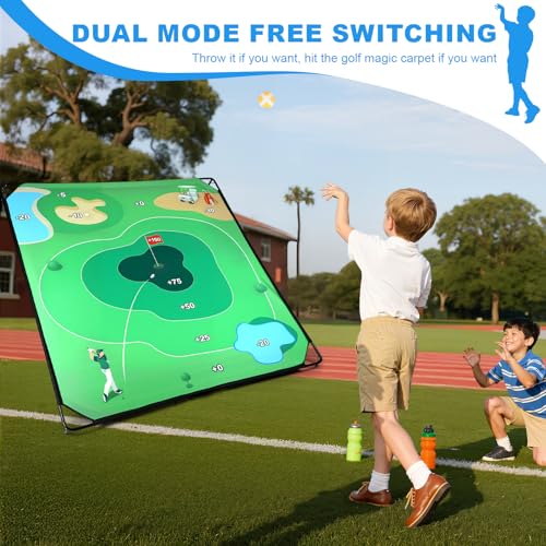 Golf Chipping Game, Golf Games Set with Sticky Hitting Mat,20 Grip Balls,Portable for Chipping Practice for Adults and Kids, Outdoor Indoor Play,70"x70"