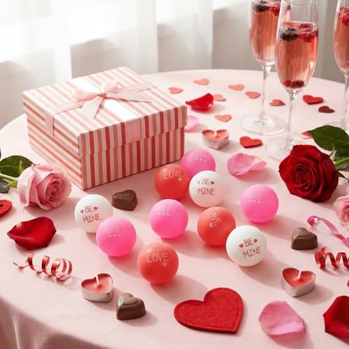 Soulchen 24 Pcs Valentines Day Table Tennis Balls Bulk 40 mm Heart Table Tennis Ball Red Pink White Valentines Funny Novelty Toys Accessories for Beer Game Birthday Gift Party Decorations - style: Letter