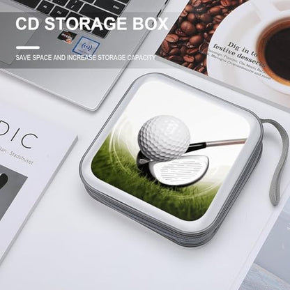 Golf Club CD Case 40 Sheets Capacity DVD Storage Bag Cute Portable Zipper DVD Case Holder Large Capacity CD Wallet for Car Home Office Games Disc Audio Music