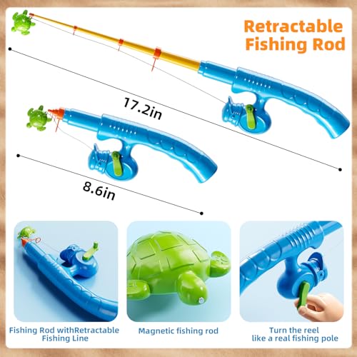 NIPLOOOW Magnetic Fishing Game Pool Toys for Kids 3-5, Water Table Bathtub Kiddie Party Toy with Pole Rod Net Plastic Floating Fish, Outdoor Toys for Boys Girls Kids Age 3 4 5 6 7 8 Year Old - style: 40PCS