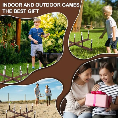 Ring Toss Game for Kids & Adults, Outdoor Yard Games for Adults and Family, Premium Ring Game with 6/10 Rope Rings & Carrying Bag, Perfect for Lawn, Backyard, Beach, Camping - size: Large