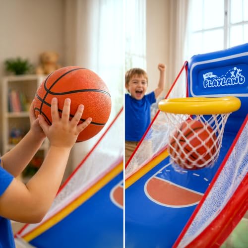 NSG Playland Inflatable Outdoor Toys, Backyard Party Carnival Game for Kids & Family, Basketball Hoop, Arcade Toss Game