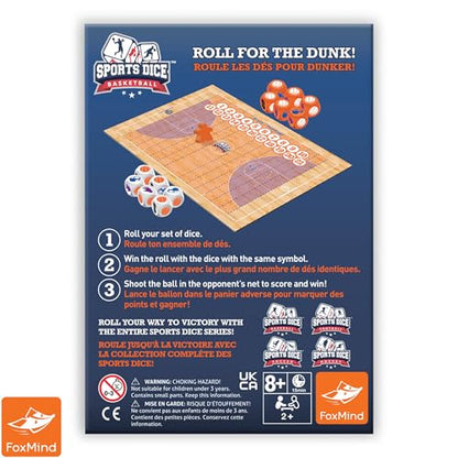 FoxMind Games: Sports Dice Basketball, a Fast-paced dice Game for Kids and Adults. Race to Score Points and Win The Game. Easy to Learn, exciting to Play. 2–4 Players Ages 8+ - style: Basketball