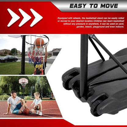 Kids Portable 5.4-7 Ft Height Adjustable Basketball Hoop Stand, 28 Inch Backboard, Basketball Goals Indoor/Outdoor