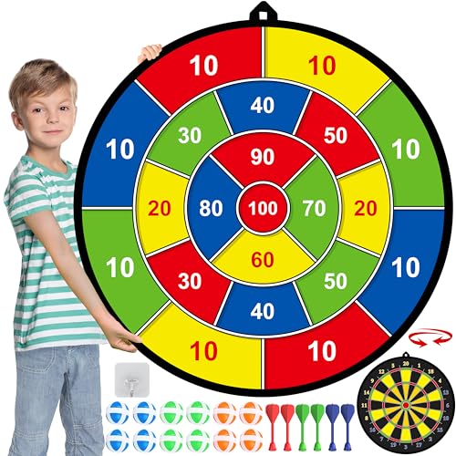 Large Dart Board for Kids, Kids Double-Sided Dart Board with Sticky Balls and Darts, Indoor/Outdoor Sport Fun Party Play Game Toys, Gifts for 3 4 5 6 7 8 9 10 11 12 Year Old Boys Girls - style: M023