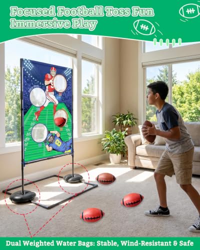 Inflatable Football Toss Game Set,Includes 6 Footballs,Indoor/Outdoor