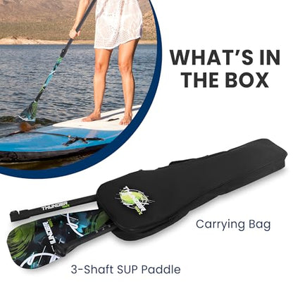 SereneLife Adjustable SUP Paddle | Carbon Fiber Paddle Board Paddle with Teardrop Blade and Oval Lever-Lock Clamp | Lightweight, Easy-to-Addemble 3-Piece Design | Saltwater Ready | Carry Bag Included