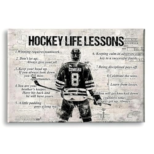 Personalized Hockey Life Lessons Canvas, Custom Hockeys Poster Print, Motivational Hockey Gift For Boys, Men, Hockeys Players - color: Design 08