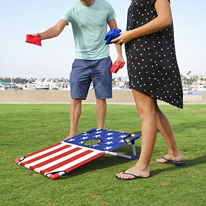 GoSports Portable Cornhole Set with Carry Case - Outdoor Lawn Bean Bag Toss Game for Adults and Family - Beach, Camping, Yard Games & More - style: America