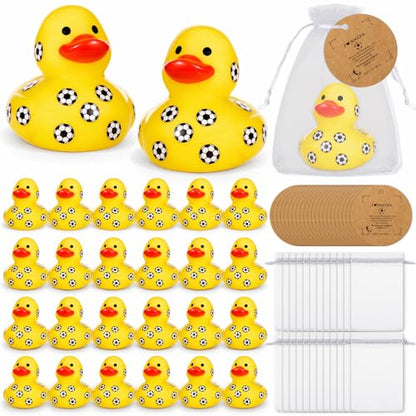 Amyhill 24 Sets Mini Soccer Rubber Ducks Gifts Sport Party Favors Tabletop Decoration for Coach Team Gifts Club Gift Player Team Events Decorations Birthday Party Supplies - style: Soccer