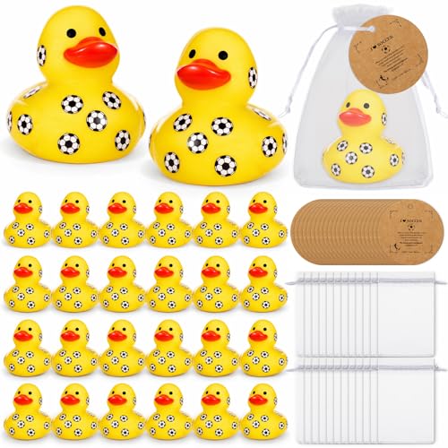 Amyhill 24 Sets Mini Soccer Rubber Ducks Gifts Sport Party Favors Tabletop Decoration for Coach Team Gifts Club Gift Player Team Events Decorations Birthday Party Supplies - style: Soccer