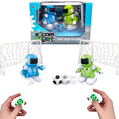 MUKIKIM SoccerBot – RC Soccer Robots. 2 Players Remote Control Soccer Game for Kids. Tackle, Dribble & Shoot! Kick The Ball Into The Net & Score! Football Toys for Boys & Girls. USB Rechargeable