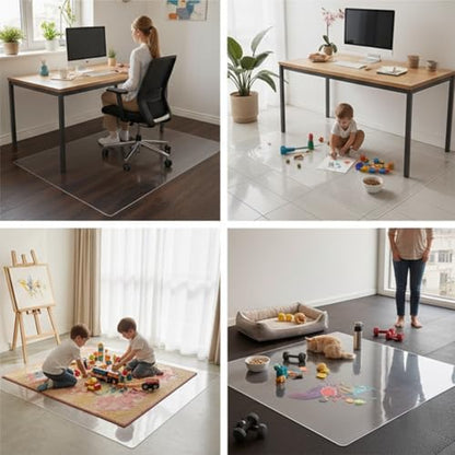 1.5mm Thick PVC Clear Chair Mat for Hardwood Floor, Waterproof Heavy Duty Floor Protector Mats, Non-Slip Transparent Desk Chair Mat for Home Office, Floor Mat for Rolling Chairs