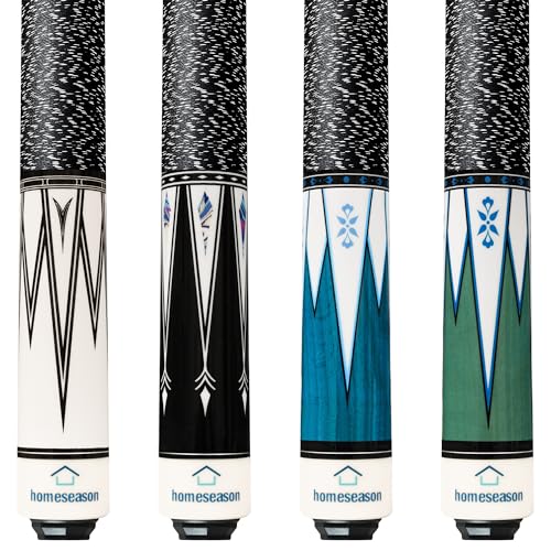 HomeSeason Pool Cue Stick 58" Billiard Cue Sticks Nylon Thread Grip Professional Low Deflection Pool Sticks - color: 4-Pack(18/19/20/21oz)