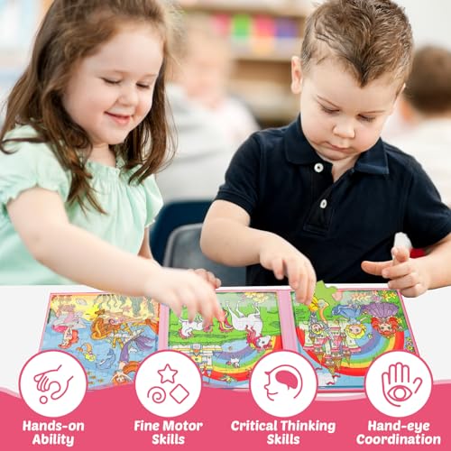 Kasfalci Magnetic Puzzles for Toddlers 3-5,36 Pieces Travel Puzzles Games for Kids,Airplane Car Road Trip Activities,Preschool Learning,Princess Magnet Toys for 3 4 5 6 Year Old Girls Birthday - color: Pink