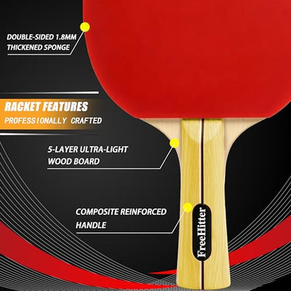 Table Tennis Set, 4 Paddles, 8 Balls & Carry Bag | Poplar wood paddles with EVA sponge & rubber. ABS 3-star balls. Great for family, beginners, office.