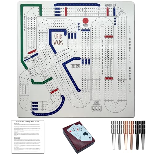 Cribbage Wars Board Game - 2026 Large Wooden Cribbage Set with Traps, Classic Board Game for Family Night & Bar Gatherings (35 x 35cm) (Acrylic) - style: Acrylic