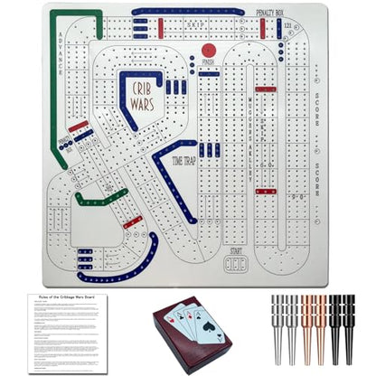 Cribbage Wars Board Game - 2026 Large Wooden Cribbage Set with Traps, Classic Board Game for Family Night & Bar Gatherings (35 x 35cm) (Acrylic) - style: Acrylic