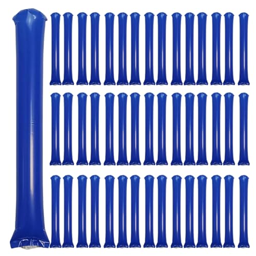 48pcs Round Head Boom Sticks Thunder Sticks Cheering Sticks Team Spirit Plastic Cheerleading Spirit Stick Clapper Inflatable Noise Maker Sports Supply (Blue) - color: Blue